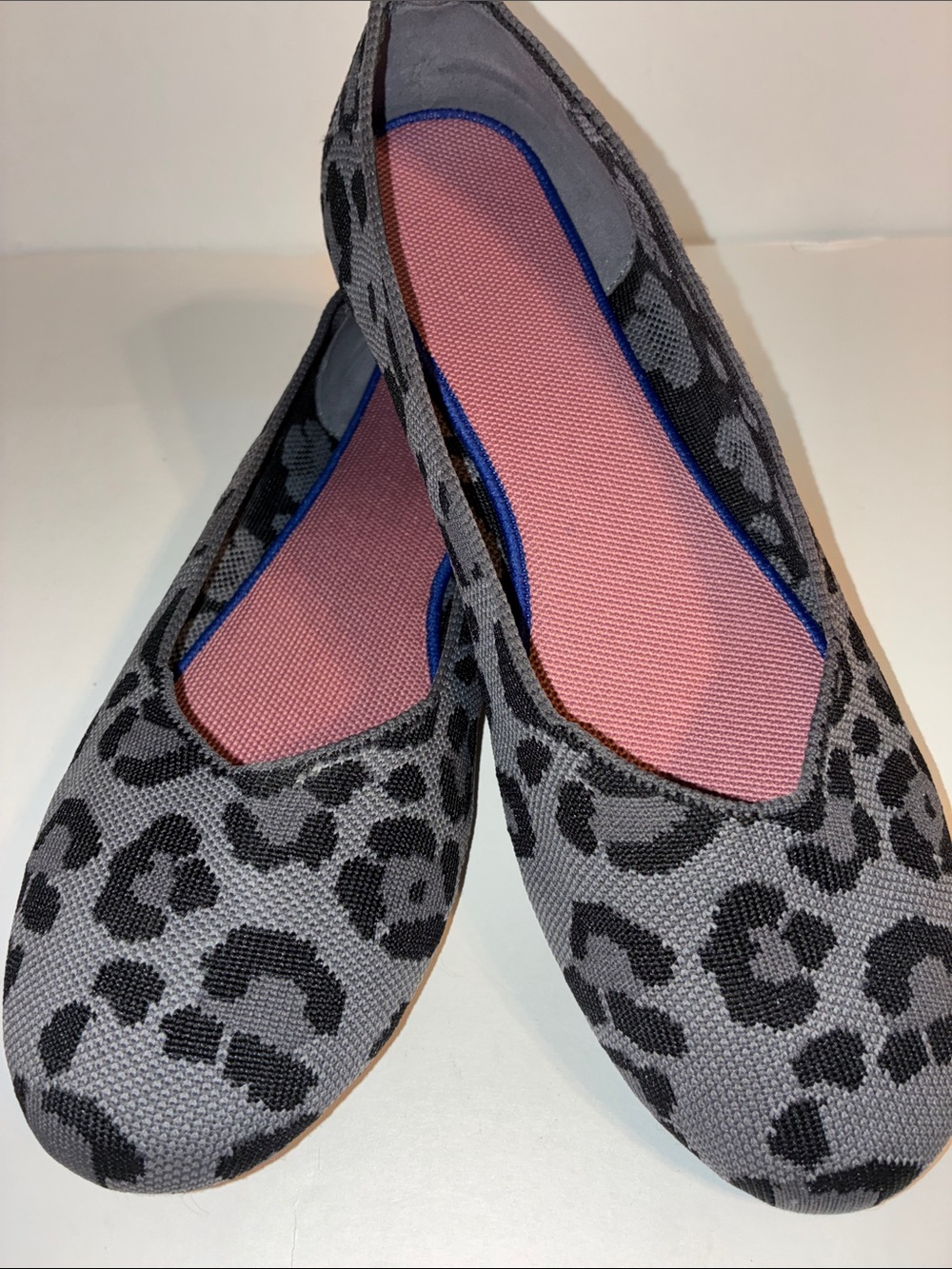 Black and Grey Leopard Print Ballet Flats, Women’s Size 12